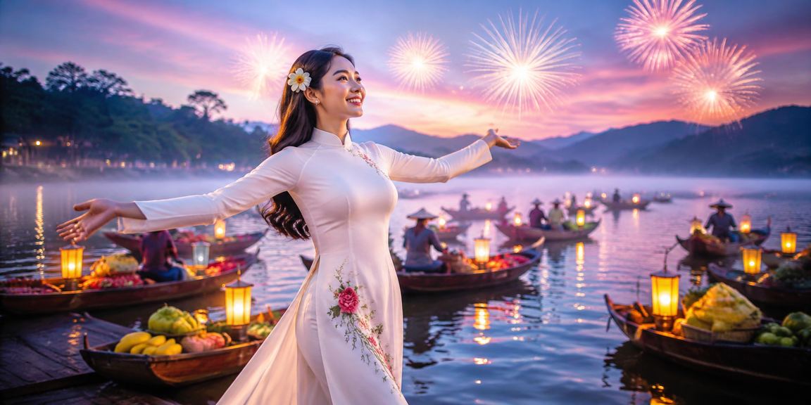 Phong cảnh lễ hội cá cược tại Đà Lạt trong nền đêm